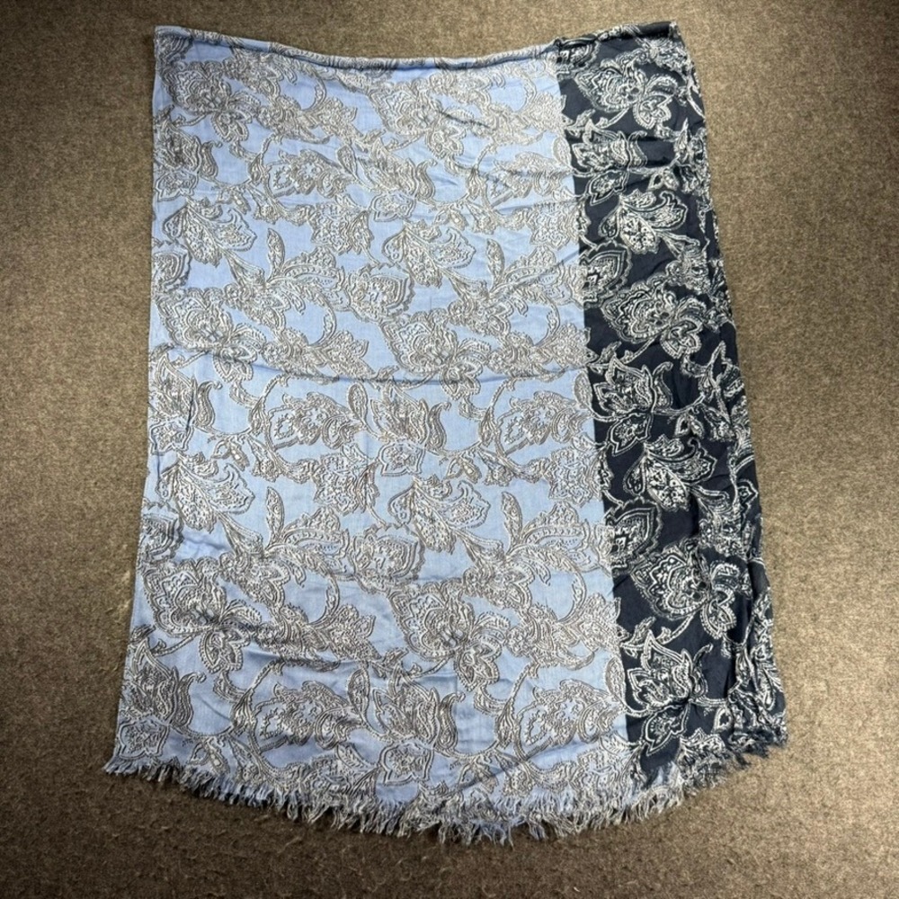 Soft‎ Surroundings Floral Paisley Scarf Wrap Shawl Blue Navy Viscose